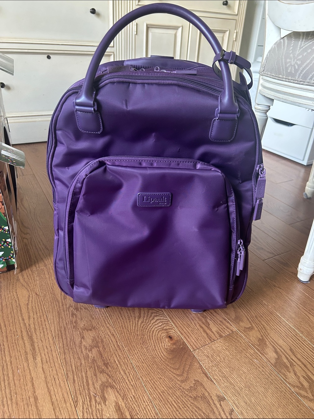 Lipault Purple Convertible Travel Backpack Tote